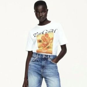 Zara Van Gogh White graphic tee. Size small but loose fit. Never worn